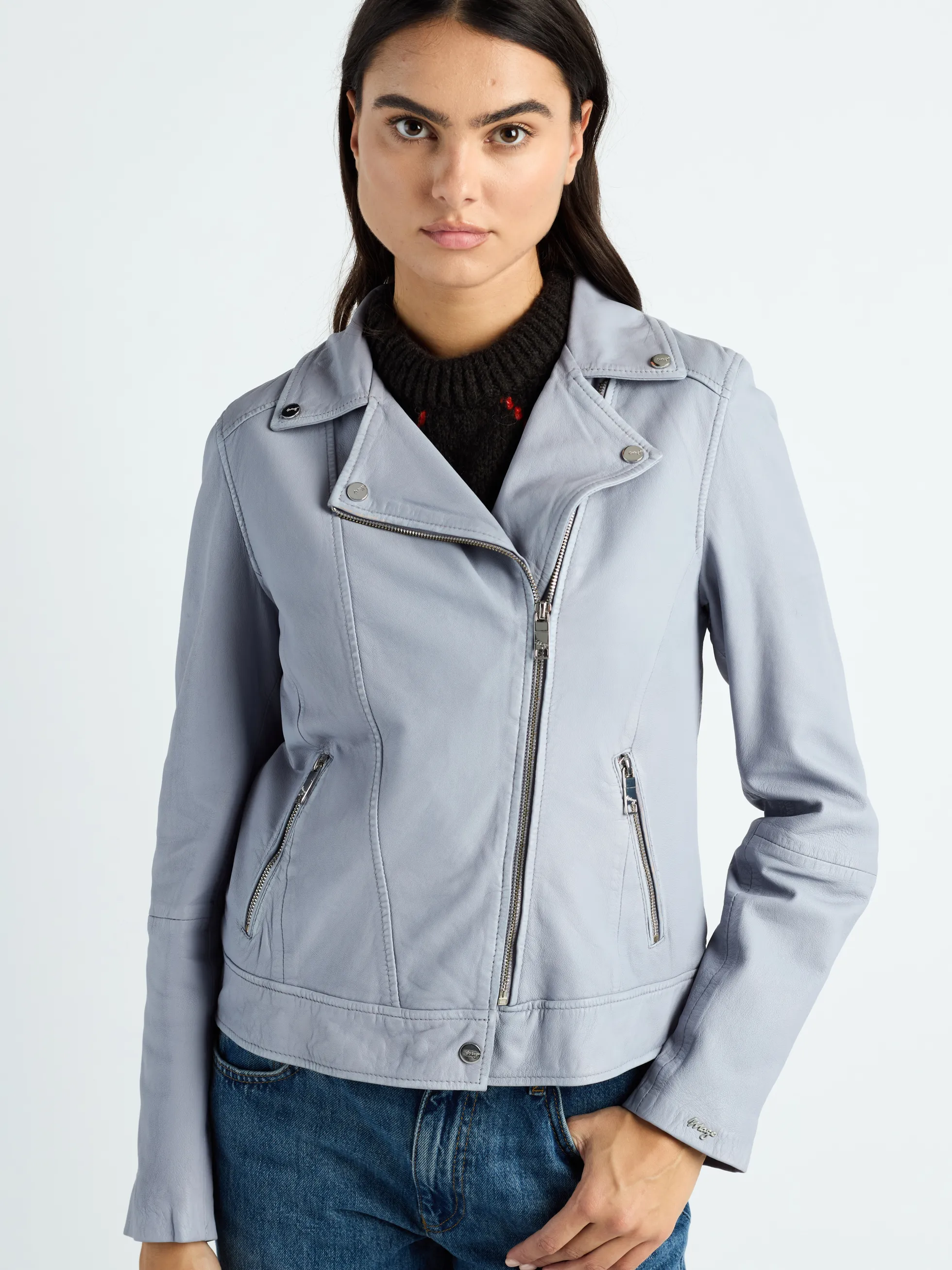 Leder Bikerjacke 42023069