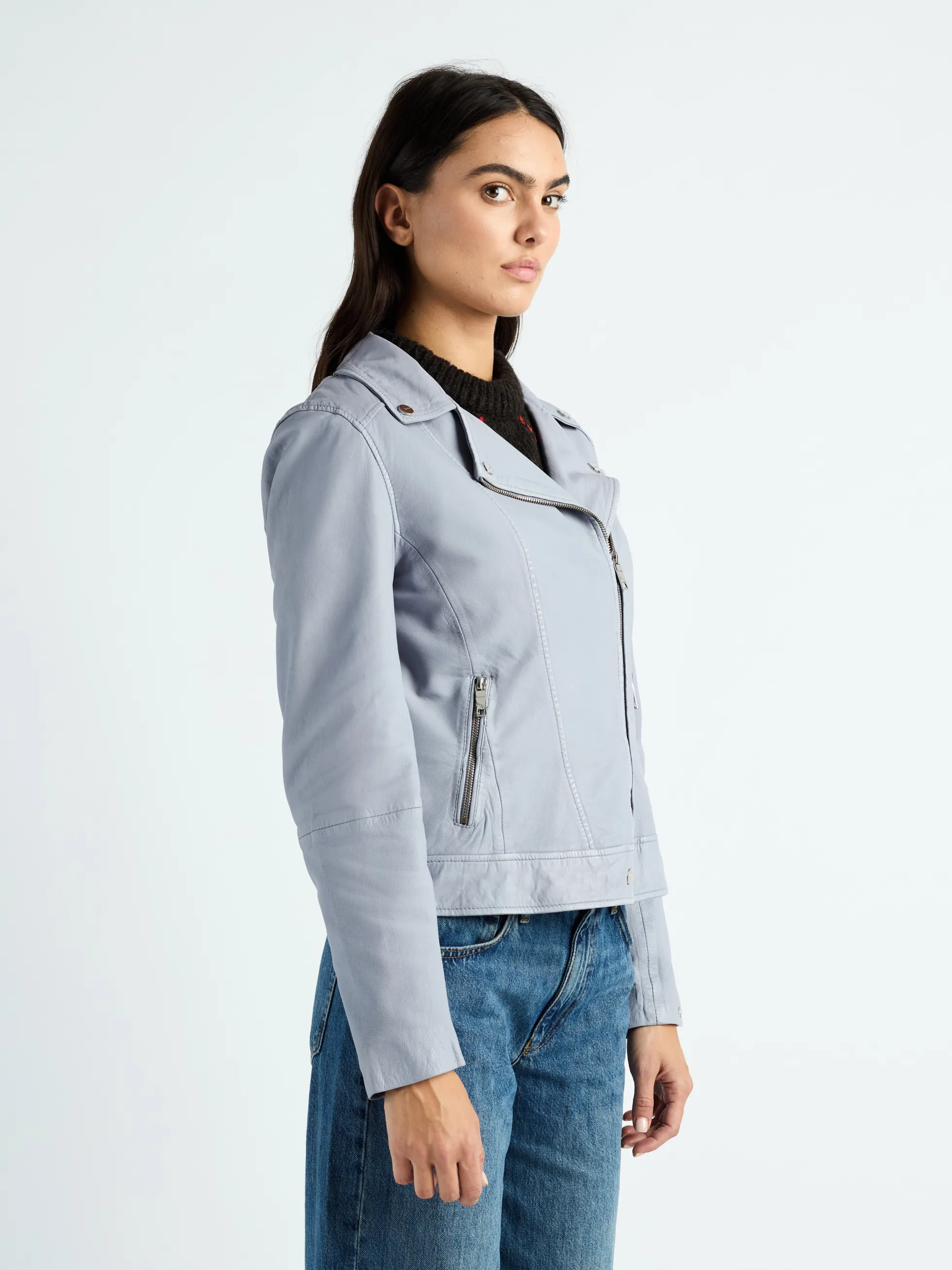 Leder Bikerjacke 42023069