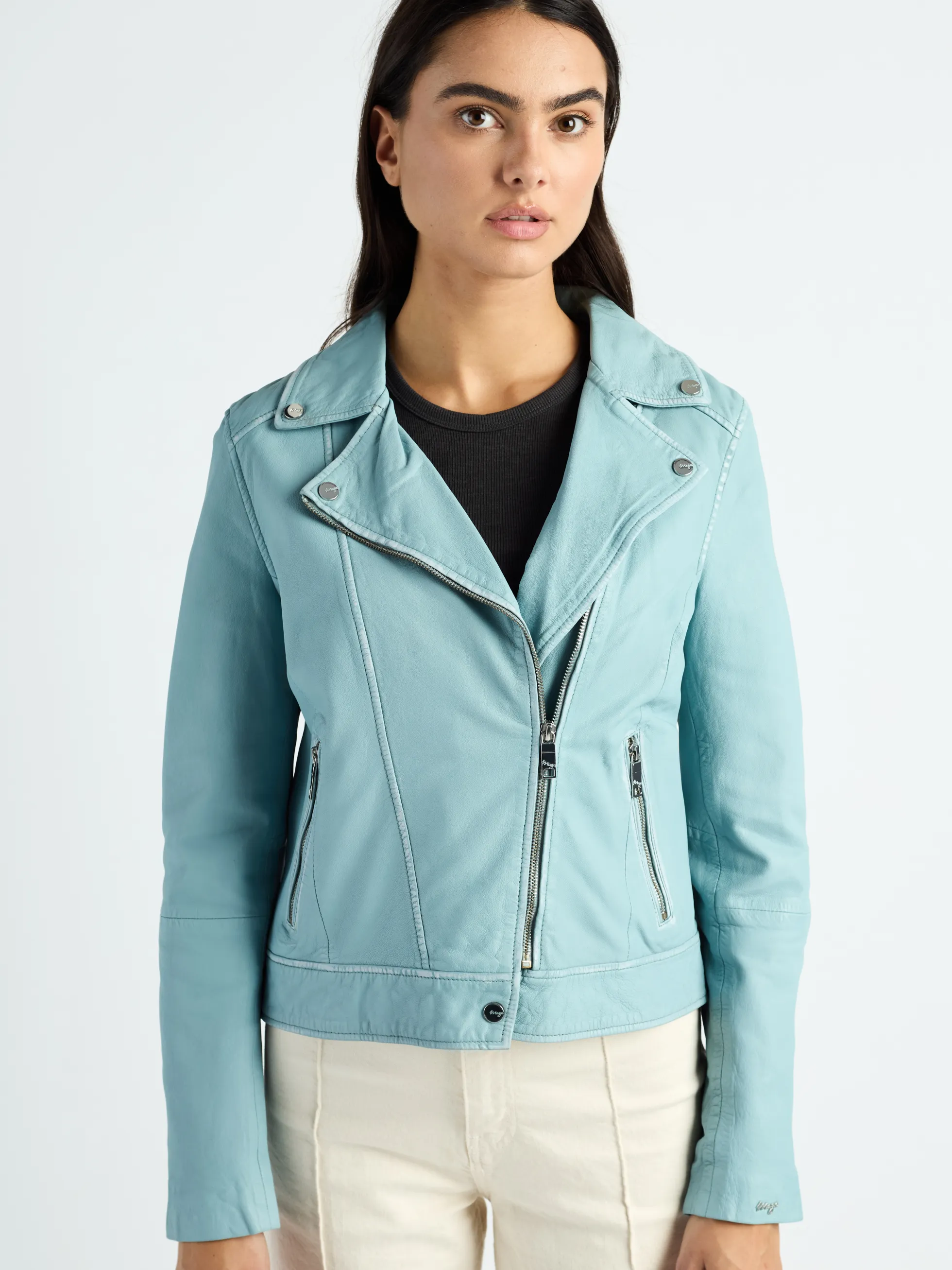 Leder Bikerjacke 42023069