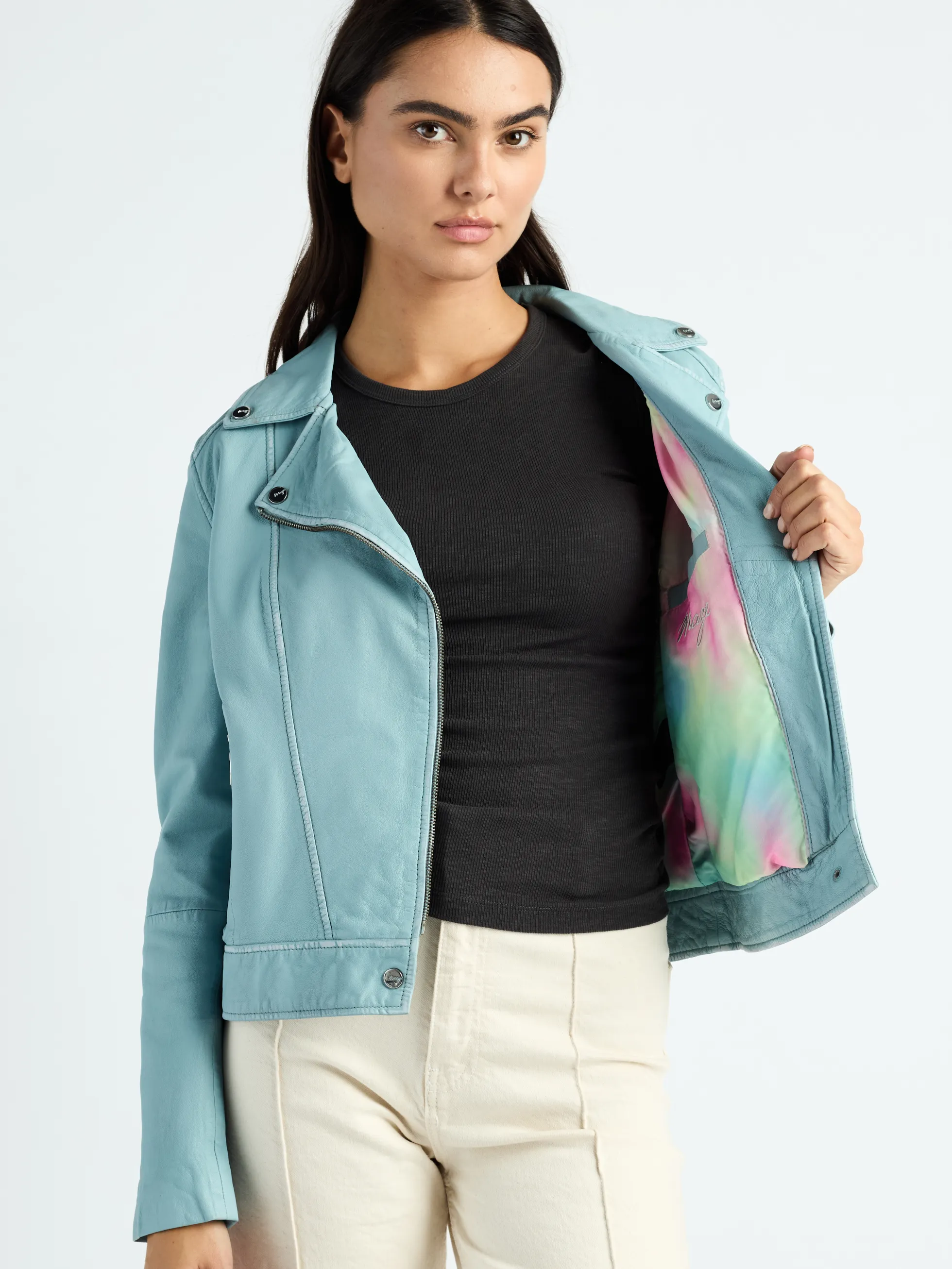 Leder Bikerjacke 42023069